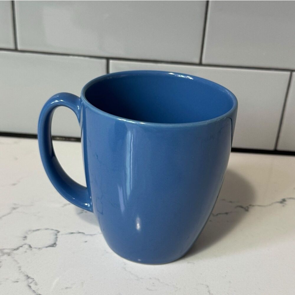 Vtg Corelle Coordinates Stoneware 12z Cornflower Blue Mug Cups 4" Thailand 80s